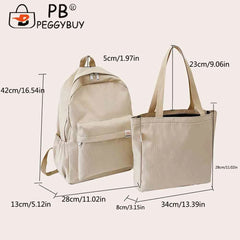 2pcs Ladies Bookbag Set College Rucksack for Vacations