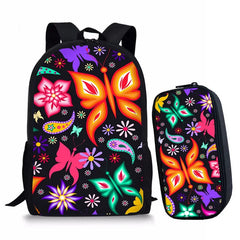 Butterfly Print Kids Backpack Set for Teens Boys Girls