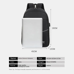 Men Backpack USB Charging School Bag Travel Backpack Waterproof Storage