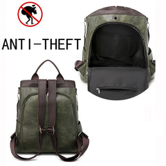 Retro PU Leather Backpack Women Girls Shoulder Bags Anti-theft Travel Bag