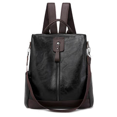 Vintage PU Leather School Backpack for Teenage Girls