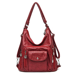 Vintage Women Backpack Bag - Retro PU Leather Tote Shoulder Bag