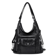 Vintage Women Backpack Bag - Retro PU Leather Tote Shoulder Bag
