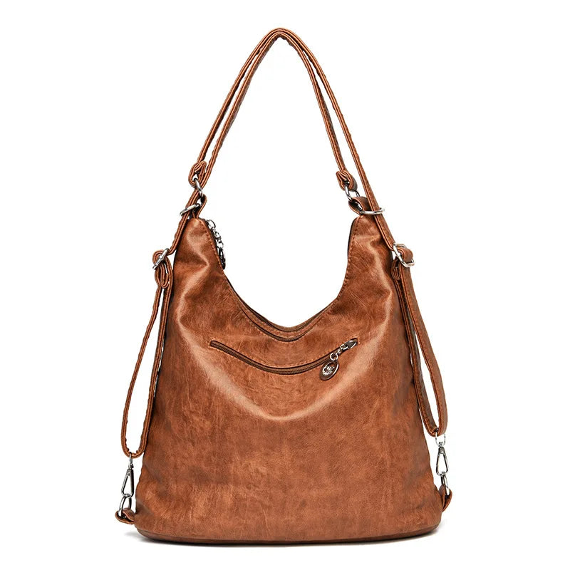Vintage Women Backpack Bag - Retro PU Leather Tote Shoulder Bag