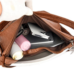 3 In 1 Women's Bag Soft Leather Backpacks Purses Large Capacity