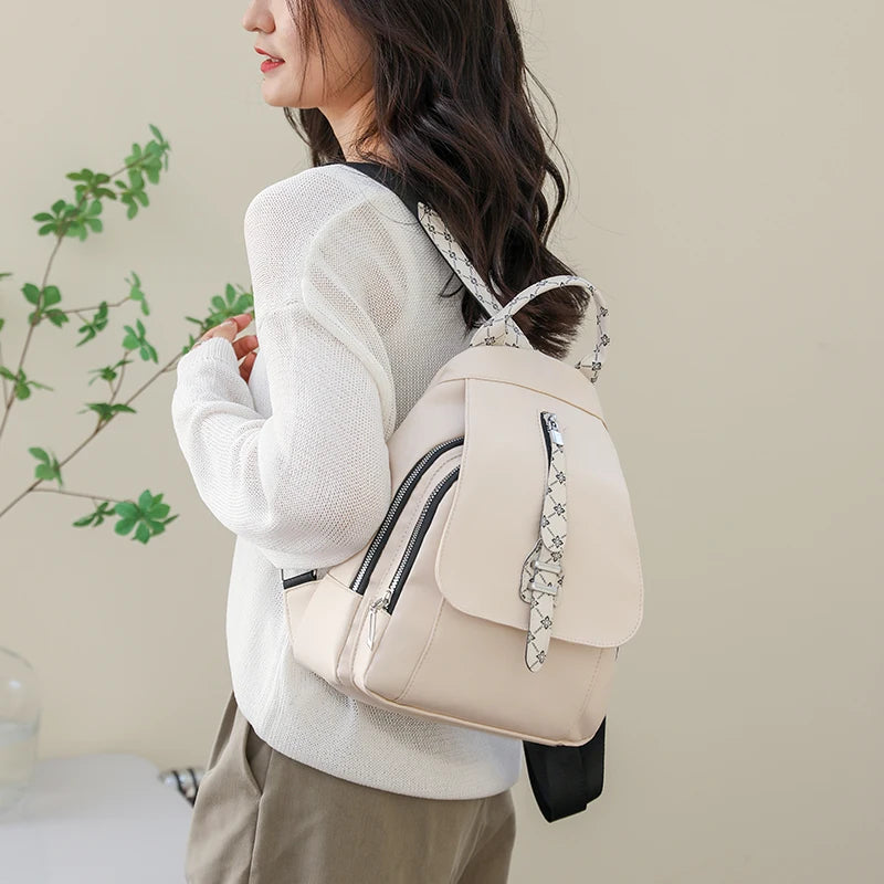 3 In 1 Women's Backpack PU Leather Leisure Travel Backpack