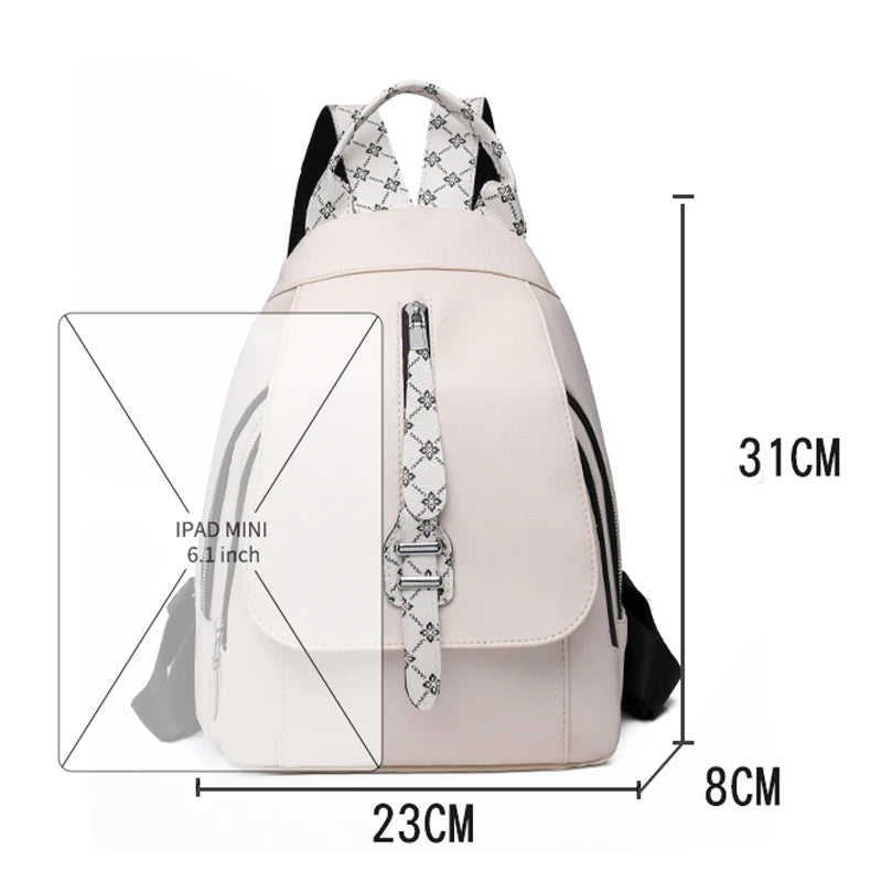 3 In 1 Women's Backpack PU Leather Leisure Travel Backpack