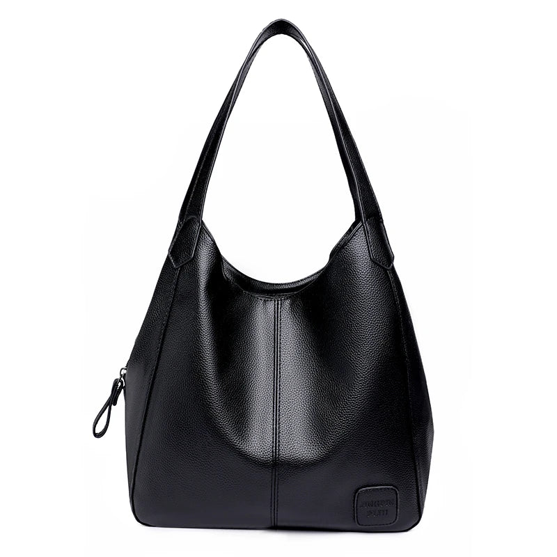 3 Layer Large Capacity Soft Leather Shoulder Crossbody Bag For Women