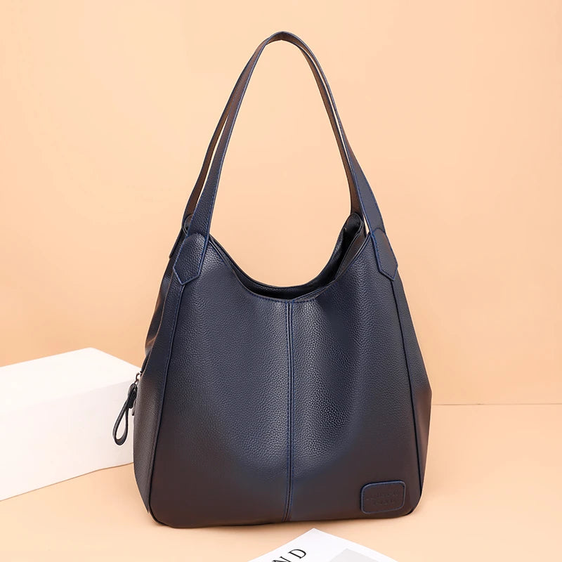 3 Layer Large Capacity Leather Shoulder Crossbody Bag Vintage Handbags