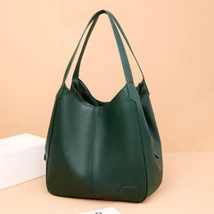3 Layer Large Capacity Soft Leather Shoulder Crossbody Bag For Women