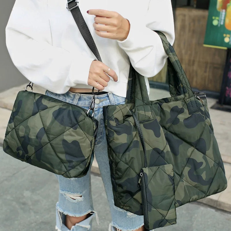 3 PCS Waterproof Women Handbag Soft Winter Shoulder Bag Ladies Tote Purse