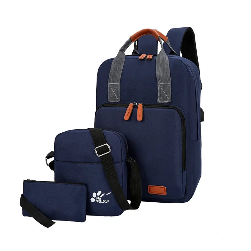 3 Pcs/set Schoolbag for Teens Boys Satchel Unisex Student Bag