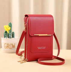 Women's Soft Leather Touch Screen Cell Phone Purse Crossbody Handbag