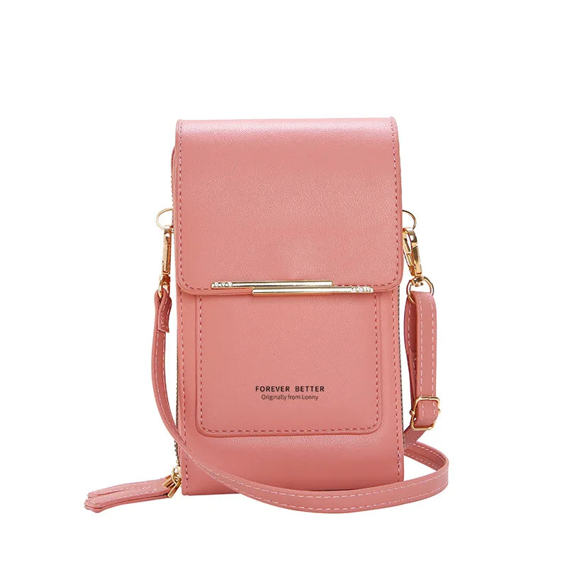 Women's Soft Leather Touch Screen Cell Phone Purse Crossbody Handbag