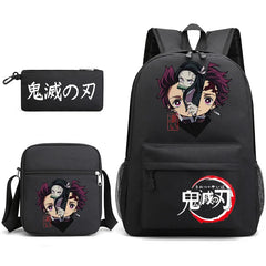 3-Piece Backpack Set Girl Student School Bag Demon Slayer
