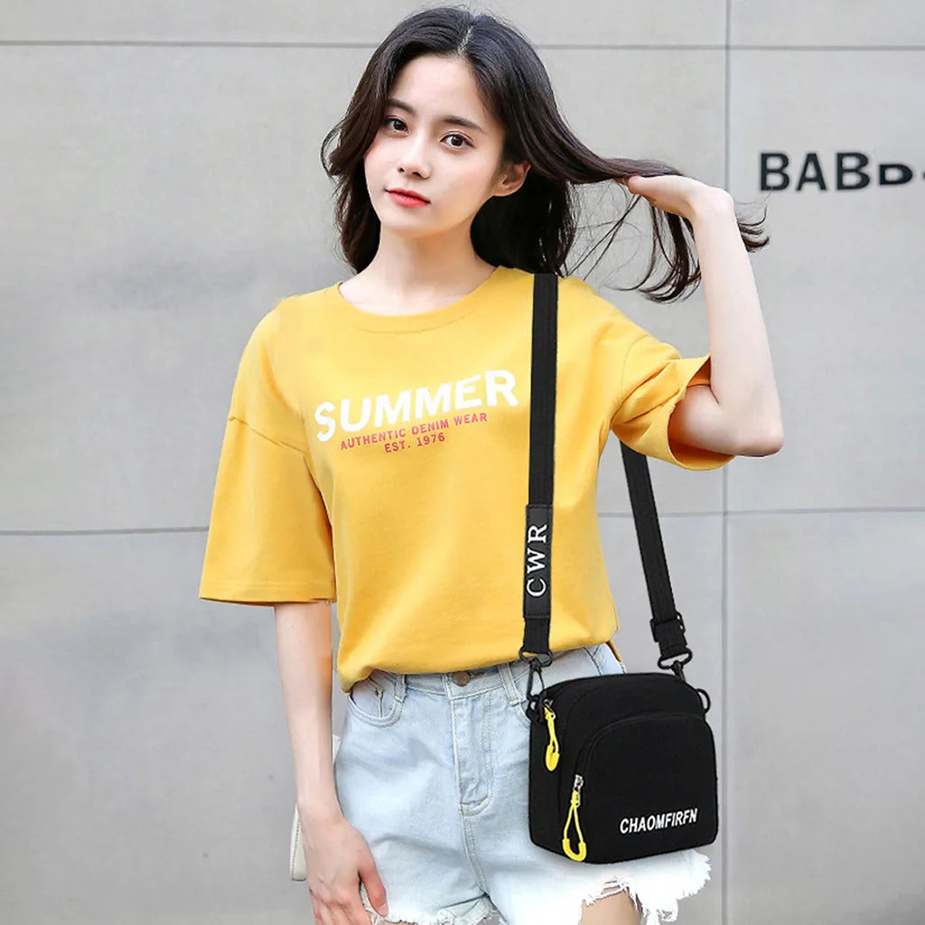 Canvas Handbag Zipper Shoulder Bag for Women