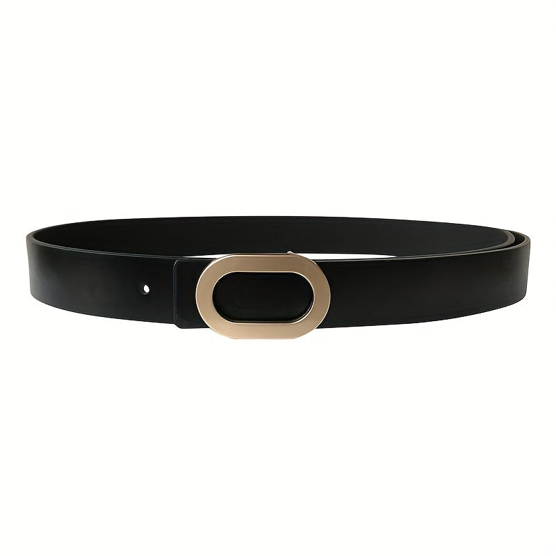 Oval Metal Buckle Thin Belt PU Leather Girdle