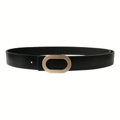 Oval Metal Buckle Thin Belt PU Leather Girdle
