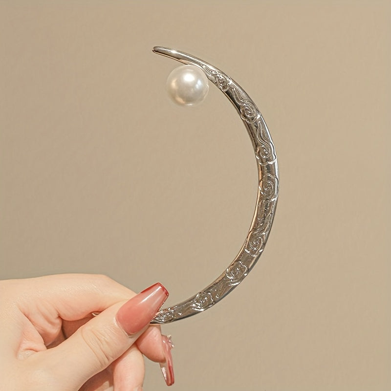 Moon Shape Faux Pearl Hairpin Vintage Hair Jewelry Accessory