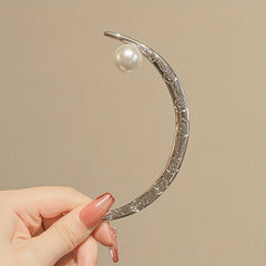 Moon Shape Faux Pearl Hairpin Vintage Hair Jewelry Accessory