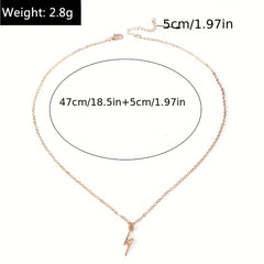 Stylish Golden Lightning Pendant Necklace for Her