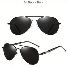 Men's Mixed Alloy Polarized Sunglasses Vintage Pilot Sun Glasses