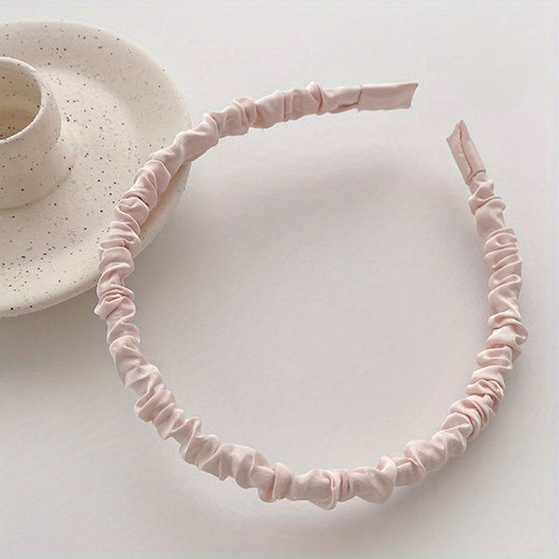 Satin Pleated Fabric Hair Hoop Solid Headband Hair Accessories