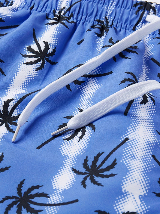 Men's Palm Tree Beach Shorts Quick Dry Drawstring for Summer
