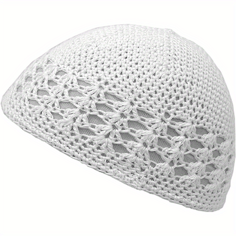 Solid Unisex Crochet Beanie Hollow Out Casual Skull Cap Breathable Knit Hat