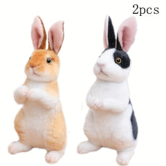 2pcs Beige Bunny Plush Toys - Perfect for Video Game Fans & Easter Decor