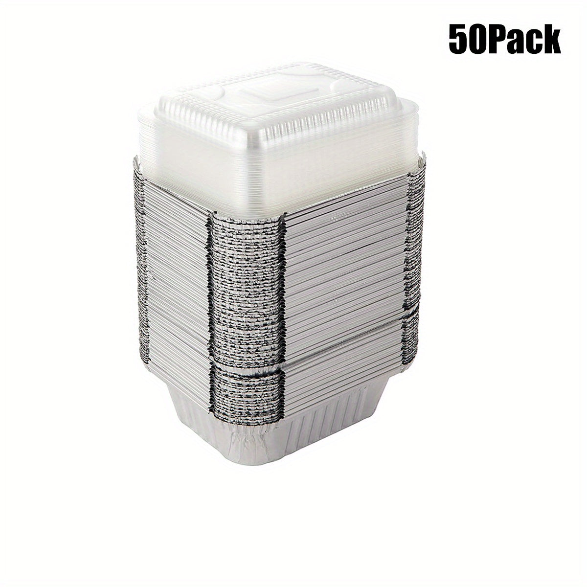 50pcs Aluminum Pans With Clear Lids - To Go Food Containers
