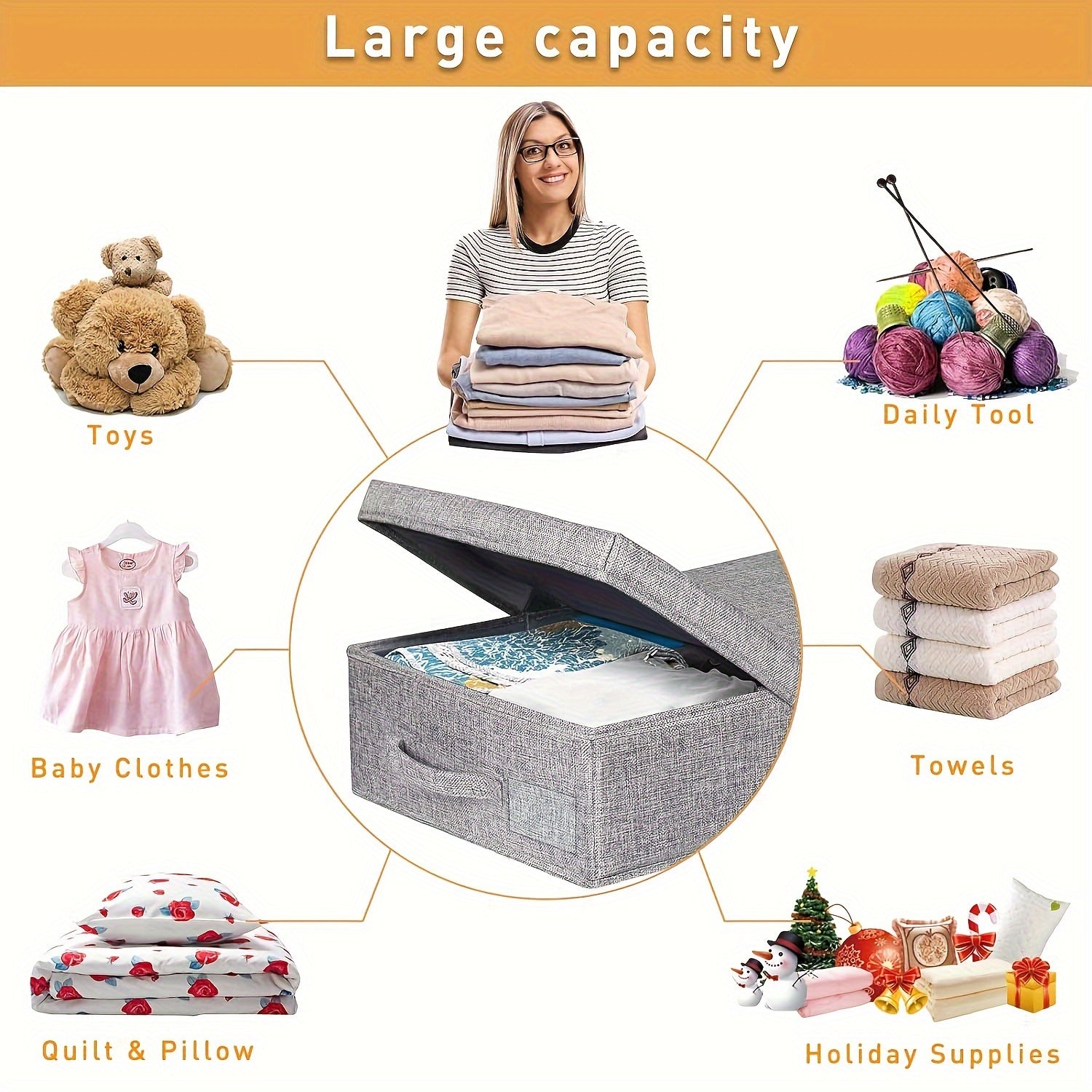2pcs Foldable Quilt Storage Bag Under Bed Dustproof Clothes Storage