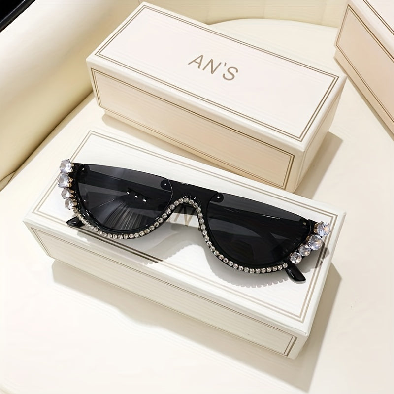 Y2K Rhinestone Decor Flat Top Sunglasses UV400