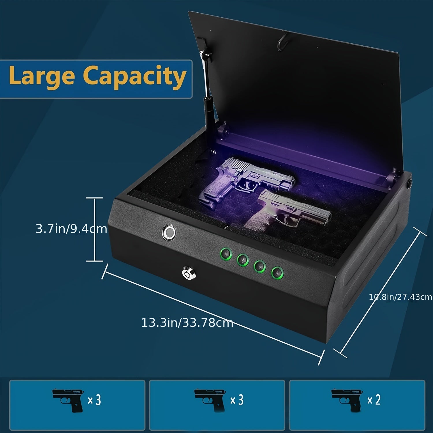 Biometric Gun Safe 3-Way Access Fingerprint Smart Safe