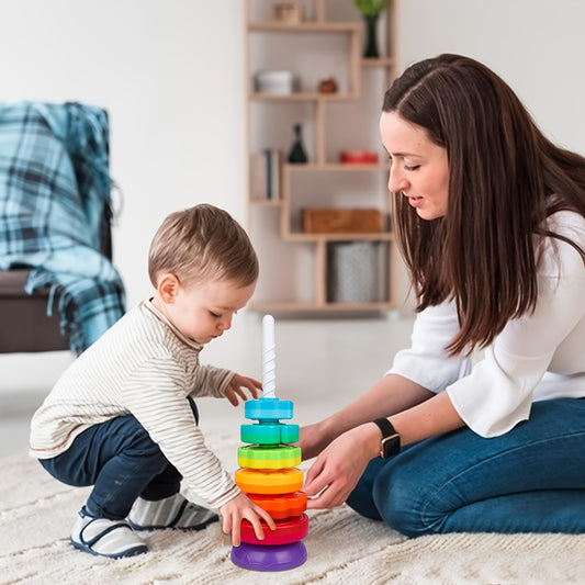 Baby Spinning Stacking Toy Rainbow Spin Tower Educational Toy