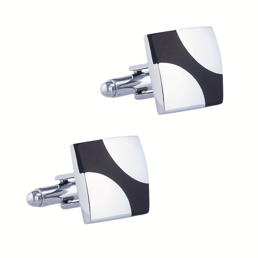 2pcs Silver Enamel Drop Cross Shirt Buttons Men Business Casual Wear