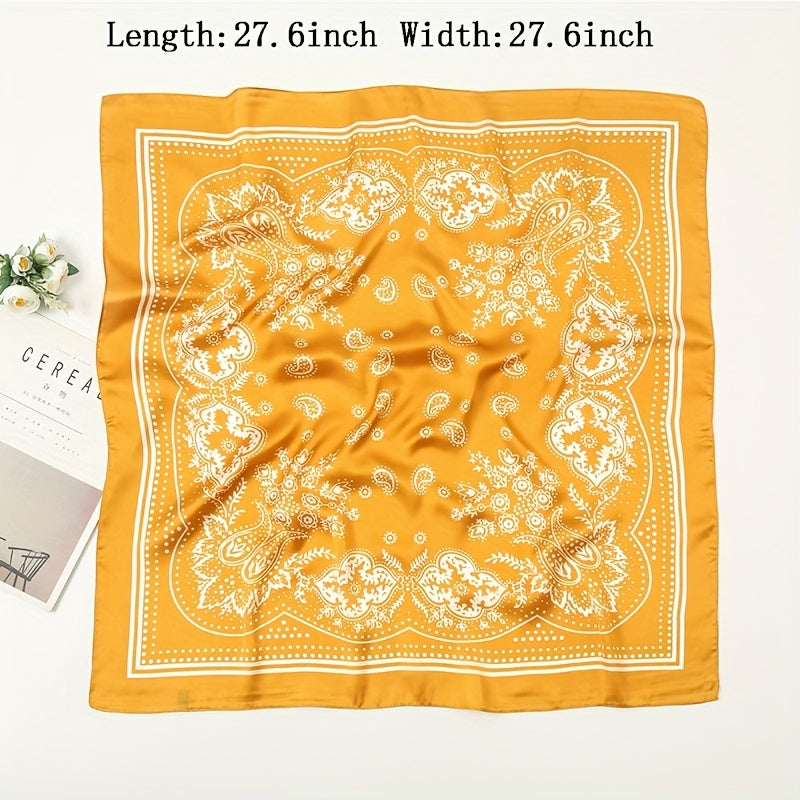 Paisley Print Silk Square Scarf Head Wrap Neckerchief Accessories