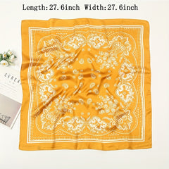 Paisley Print Silk Square Scarf Head Wrap Neckerchief Accessories
