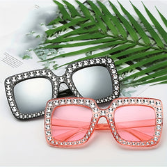 Men's Rhinestone Large Frame Sunglasses for Street Photography