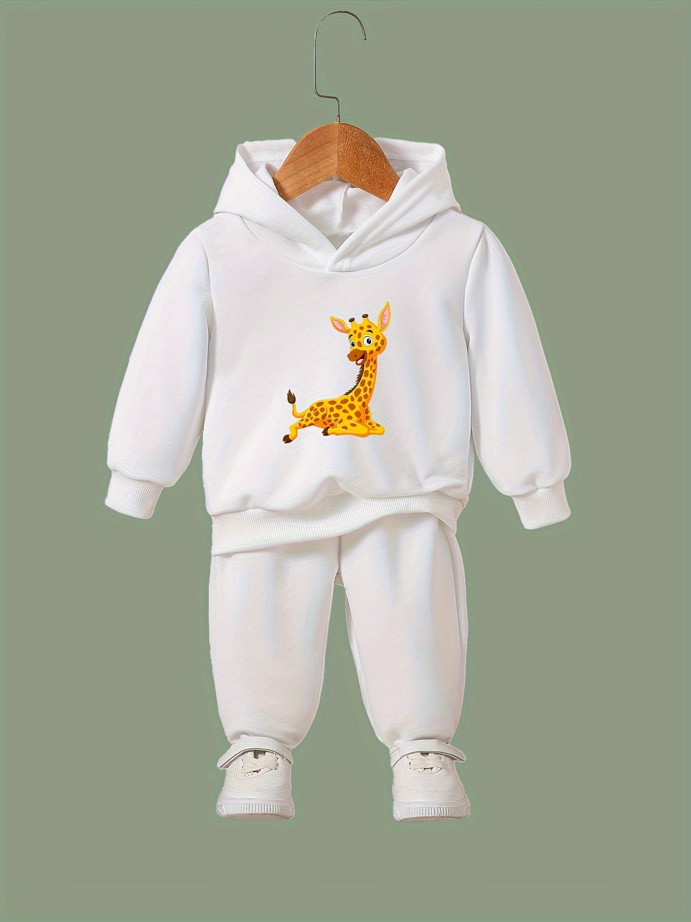 OERYUI Giraffe Print Hoodies Pants Set For Kids Spring Fall Sports Gift