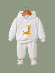 OERYUI Giraffe Print Hoodies Pants Set For Kids Spring Fall Sports Gift