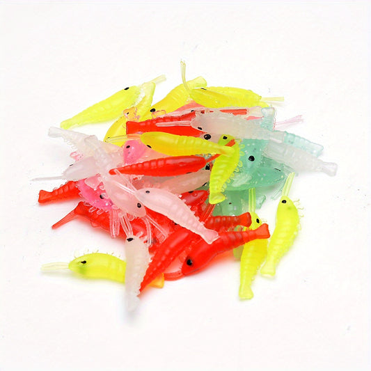 50pcs Soft Shrimp Lures Luminous Artificial Baits for Bass Crappie