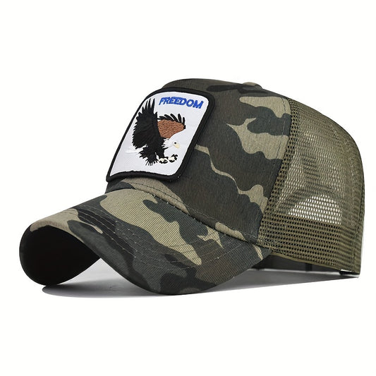 FREEDOM Eagle Trucker Hat Mesh Baseball Cap Adjustable Sunshade Dad Hat