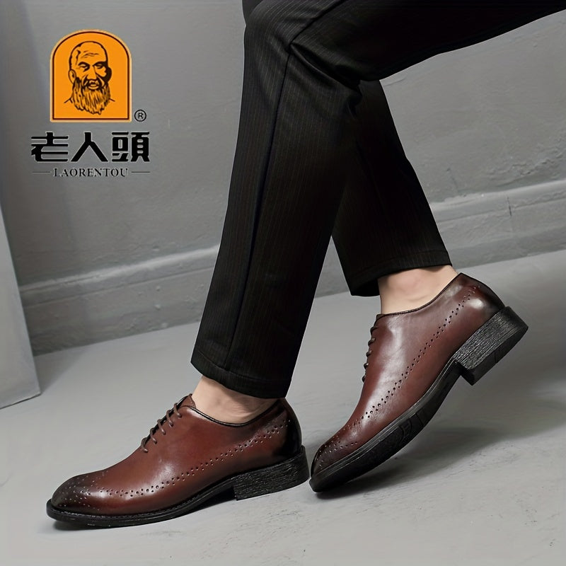 Men's Leather Lace Up Brogue Style Dress Shoes
