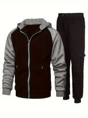 Men's 2 Piece Hooded Jacket & Drawstring Sweatpants Set
