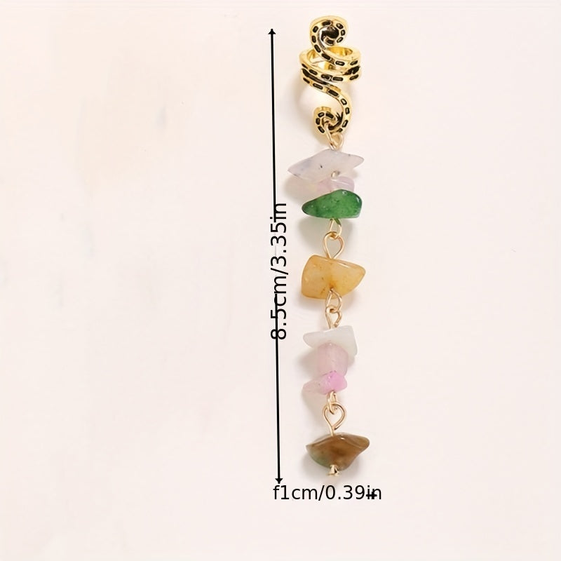 Braided Hair Ring Stone Pendant Hair Buckle Vintage Hair Clip Y2K