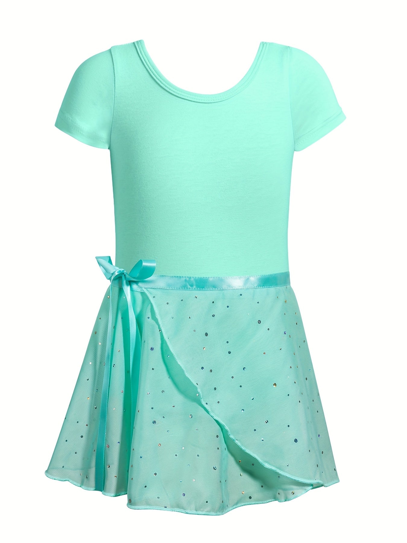 Girl's Ballet Leotards Sleeveless Dancing Suit With Sequin Exercise Skirt