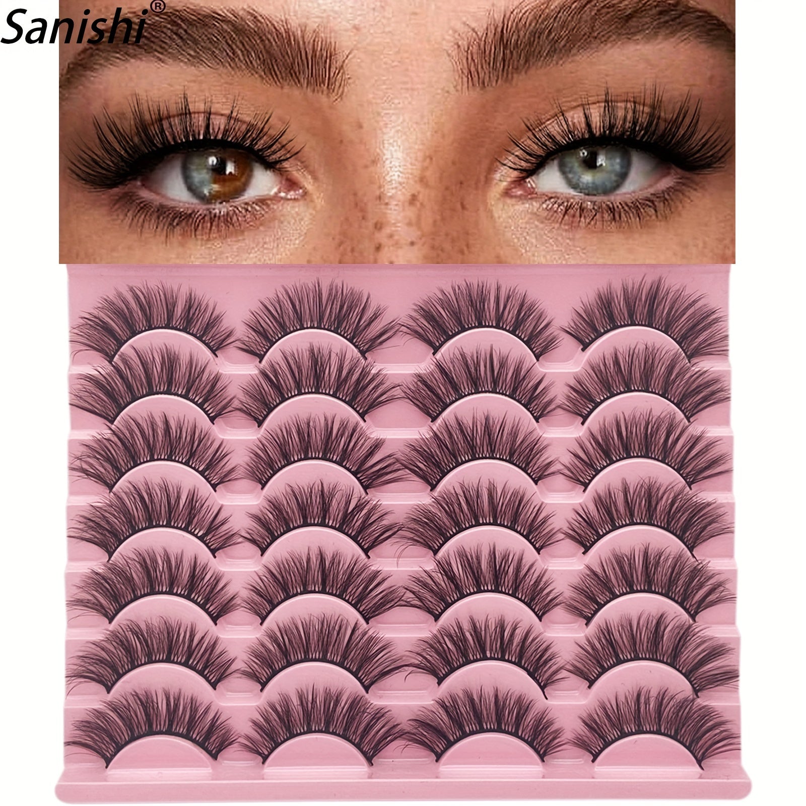 14 Pairs Fluffy False Eyelashes 15mm Long Dramatic Faux Mink Strip 3D Lashes