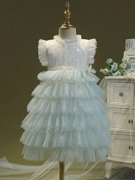 Girls' Sequins & Tiered Princess Dress for Summer