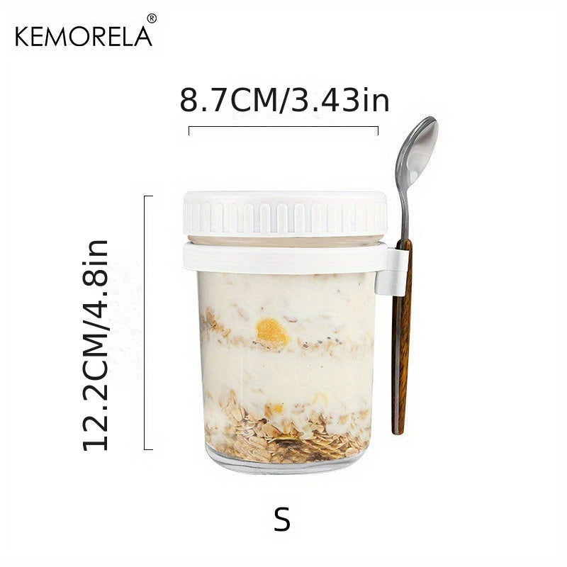 Portable Overnight Oat Cup with Spoon & Mason Jar Lid